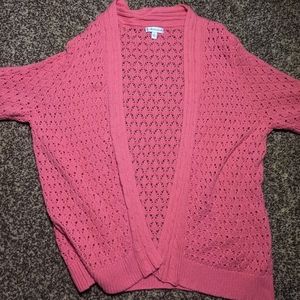 Croft & Barrow Coral Open Front Short Sleeve Knit Cardigan Sweater L